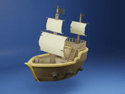 Low Poly Pirate Ship Low-poly 3D model shop