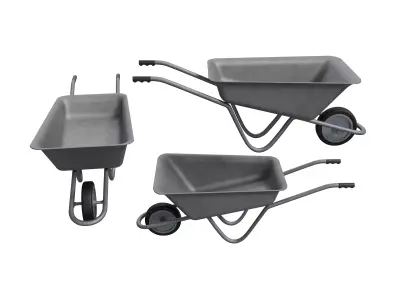  Wheel Barrow Low-poly 3D model