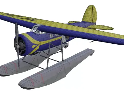 Floatplane Lockheed Vega Low-poly 3D model