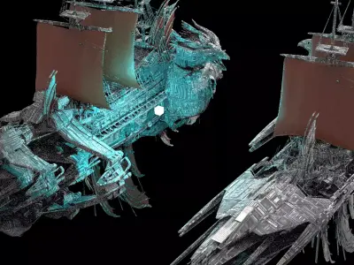 Silver Drake Airship Military vessel 2 designs  3D model