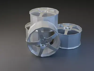 LowPoly basic JDM style rims Low-poly 3D model