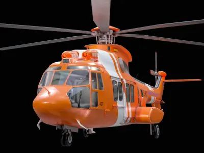 Eurocopter EC-225 Super Puma Rescue Helicopter PBR 3D model