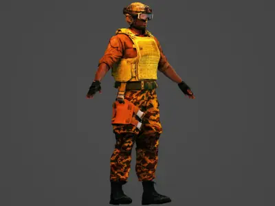 African American Military Mercenary Soldier  3D model