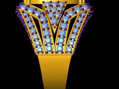  Zircon Rectangle Ring for men 3D print model