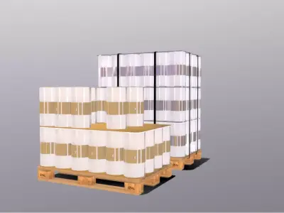 Pallets with roll film 3D model