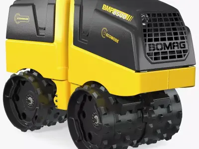 Bomag BMP 8500 Trench Roller Rigged 3D model