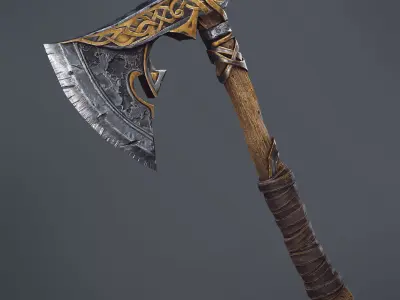 Fantasy Viking Axe Game-Ready 3D Model Low-poly 3D model