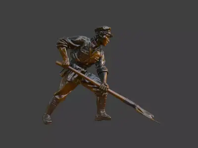 Military sculpture warrior military battle war hero soldier 3D print model shop