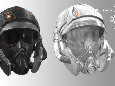 2x  scifi Helmet - low poly Low-poly 3D model