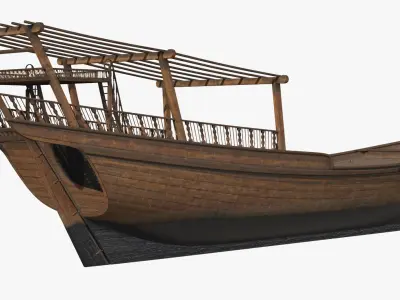 Traditional Arabic Wooden Boat 3D model
