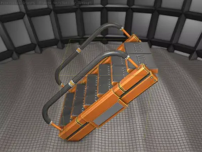 Sci-Fi Stairs - 7- Orange Version  Low-poly 3D model