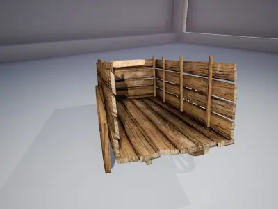 Medieval Cart Low-poly 3D model 7