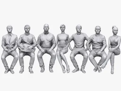 Lowpoly People Sitting Pack Vol. 3 3D model