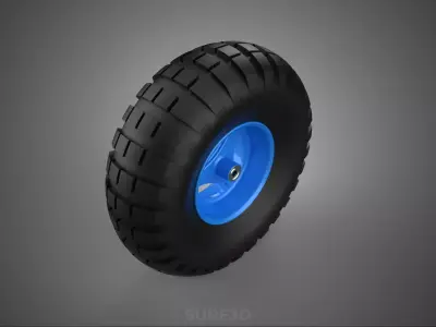 BLUE RIM RUBBER WHEEL TIRE TYRE HUB BEARING CART PNEUMATIC TREAD 3D model