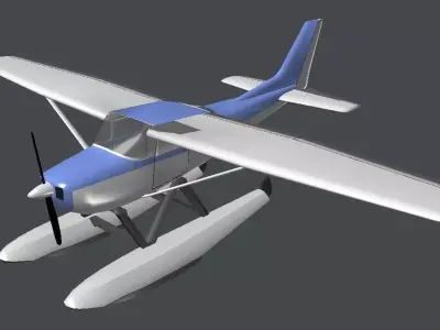 Seaplane plane Low-poly 3D model