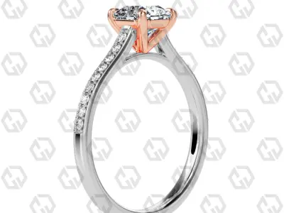 Ring 60 Radiant shape pave setting ring with gems 3D print model