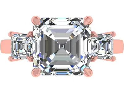 Asscher Stone Engagement Ring 3D print model