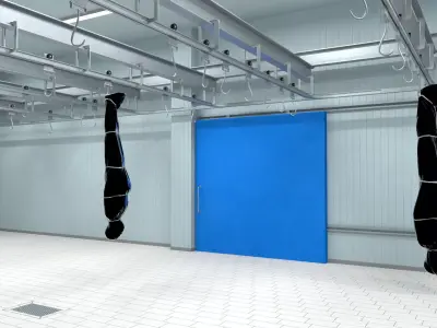 Cold Storage Unit with Hanging Bag for Cadaver 3D model