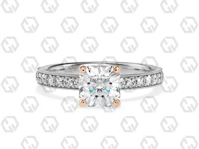 Ring 220 Radiant shape pave set ring with gems 3D print model