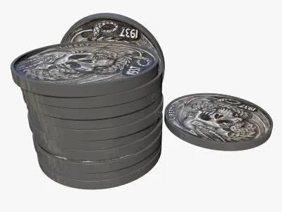 Pirate Coins with Skulls 3D Model Low-poly 3D model