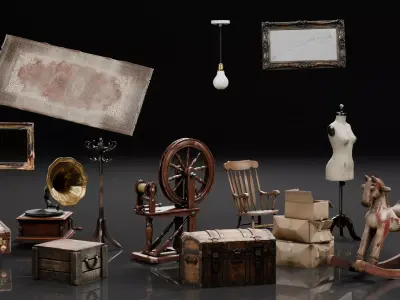 Wooden Rocking Horse Free low-poly 3D model