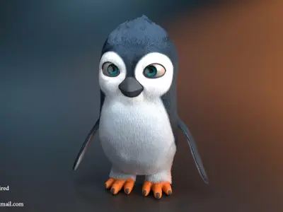 Penguin cartoon 3D model get