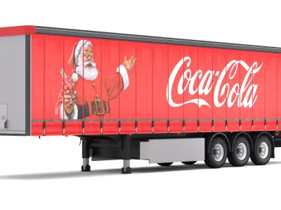 Semi Trailer Coca-Cola Curtainsider 3D model