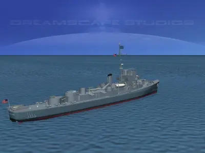 Destroyer Escort DE-153 USS Reuben James 3D model
