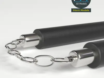 Nunchaku pair of weights with chains 3D model