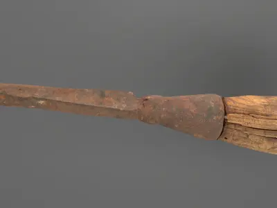 Chisel with wood handle Low-poly 3D model