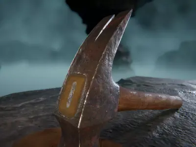 Old Claw Hammer Low-poly 3D model