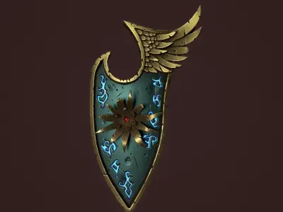 Rune shield Low-poly 3D model