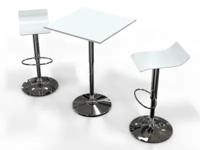 High table and stool - Bar set 2 3D model