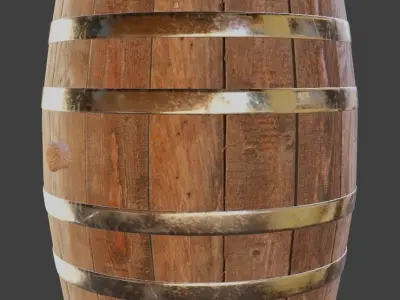 Old Wooden Barrel Low-poly 3D model get