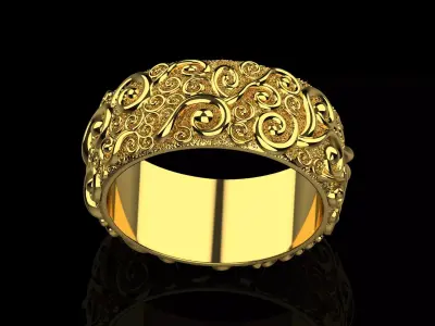 Gold ring with a pattern 16388 3D print model