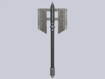 Fantasy axe Low-poly 3D model 6