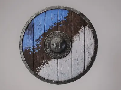 Wooden shield Low-poly 3D model 16