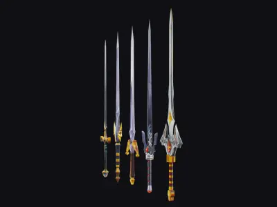 Sword Edged Weapon One Handed Medieval Melee Knife Iron Blade Low-poly 3D model buy