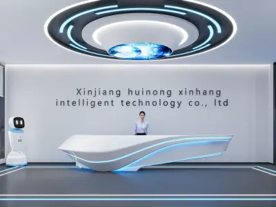 Indoor exhibition hall for modern agricultural drone products 3D model