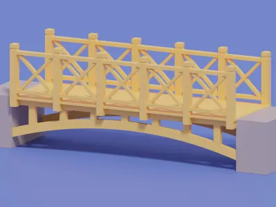 Cartoon Wooden Bridge 3D model purchase