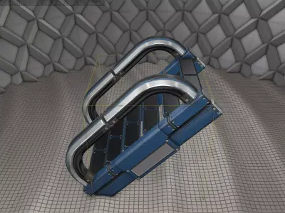 Sci-Fi Stairs - 11 - Blue Version  Low-poly 3D model