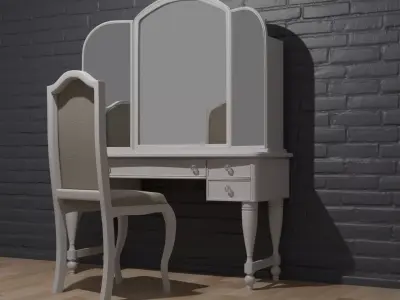 Antique white dresser 3D model