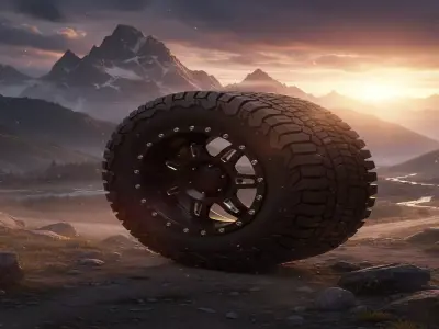 Off Road Tire and Rim 3D Model  3D model