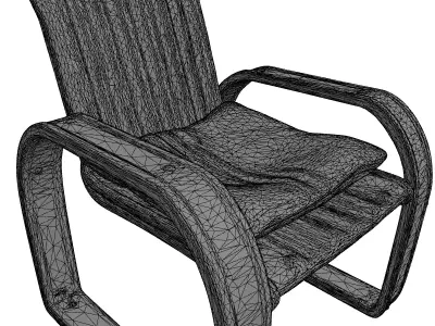 Industrial Metal Armchair with Cushion Low-poly 3D model