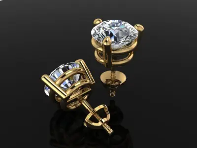 3 Prong Solitaire Earring Stud Basket 7mm 3D print model