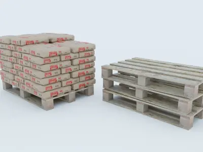 Cement Bags on Pallet Low-poly 3D model purchase