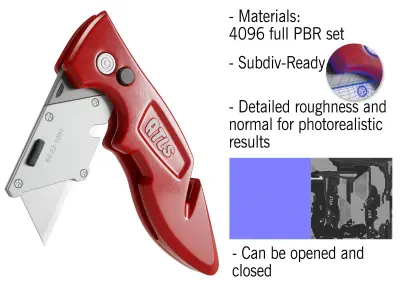 Metal Utility Knife with Hook 3D model