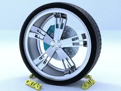 ORTAS CAR RIM 67 GAME READY RIM TIRE AND DISC 3D model