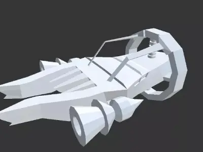 Spaceship Low-poly 3D model 8