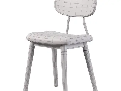 FRENCH INDUSTRIAL CHAIR UPHOLSTERED WALNUT 3D model
